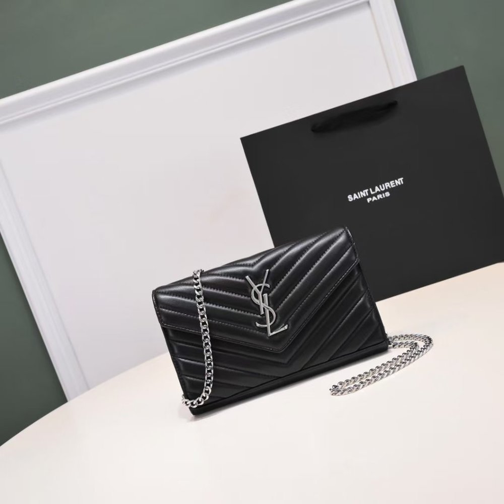 New Black YSL Bag Envelope Bag Shoulder Bag Handbag Makeup bag